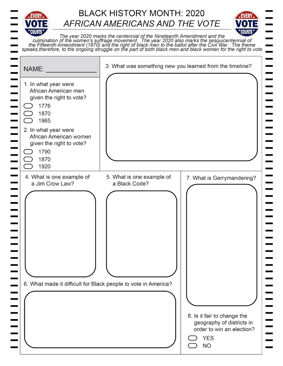 Black History Month Worksheets Pdf Free Download