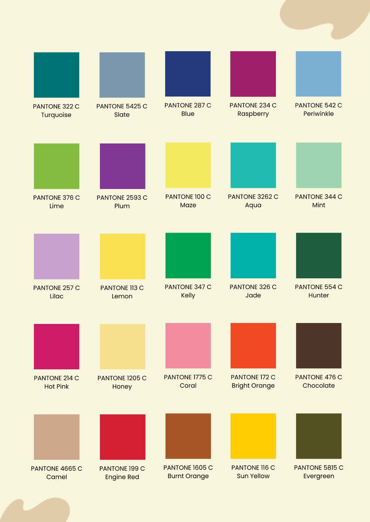Free Color Chart Templates Editable And Printable