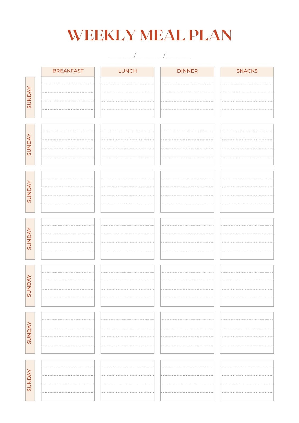 weekly meal planner printable