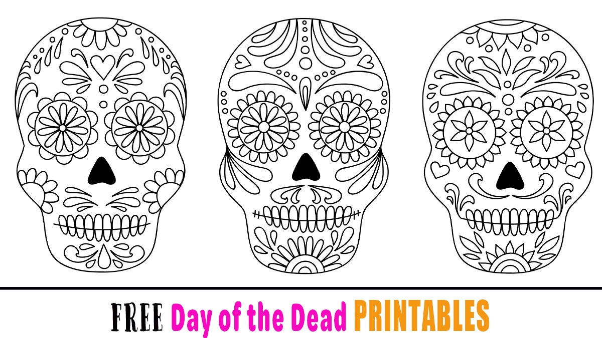 Free Dia De Los Muertos Day Of The Dead Printable Colouring Pages For Kids Happy Toddler Playtime