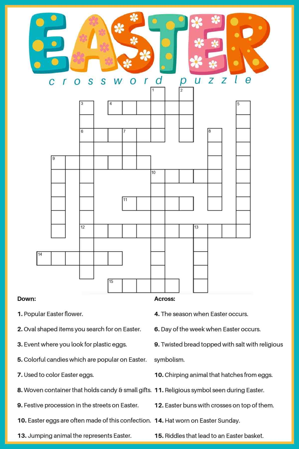 Free Easter Crossword Puzzle Printable 2 Versions Answer Key Free Easter Crossword Puzzle Printable 2 Versions Answer Key