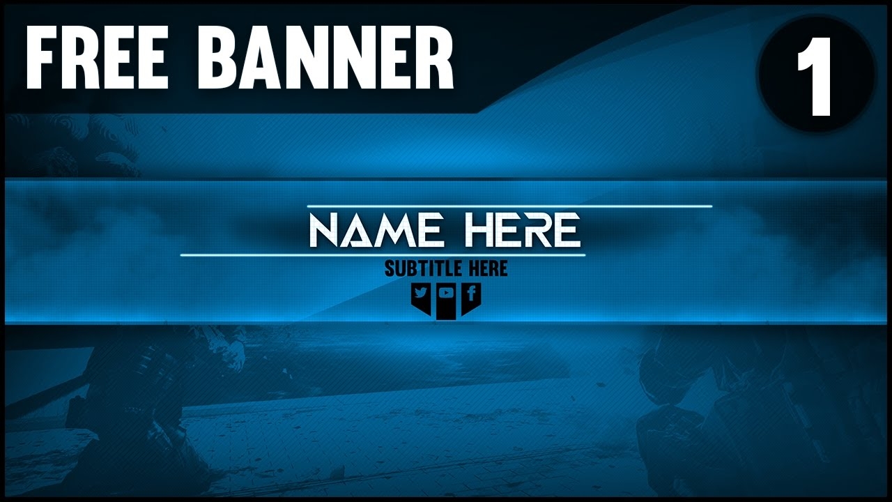 Free Gaming YouTube Banner Template 1 Professional Look Colour Customisation YouTube