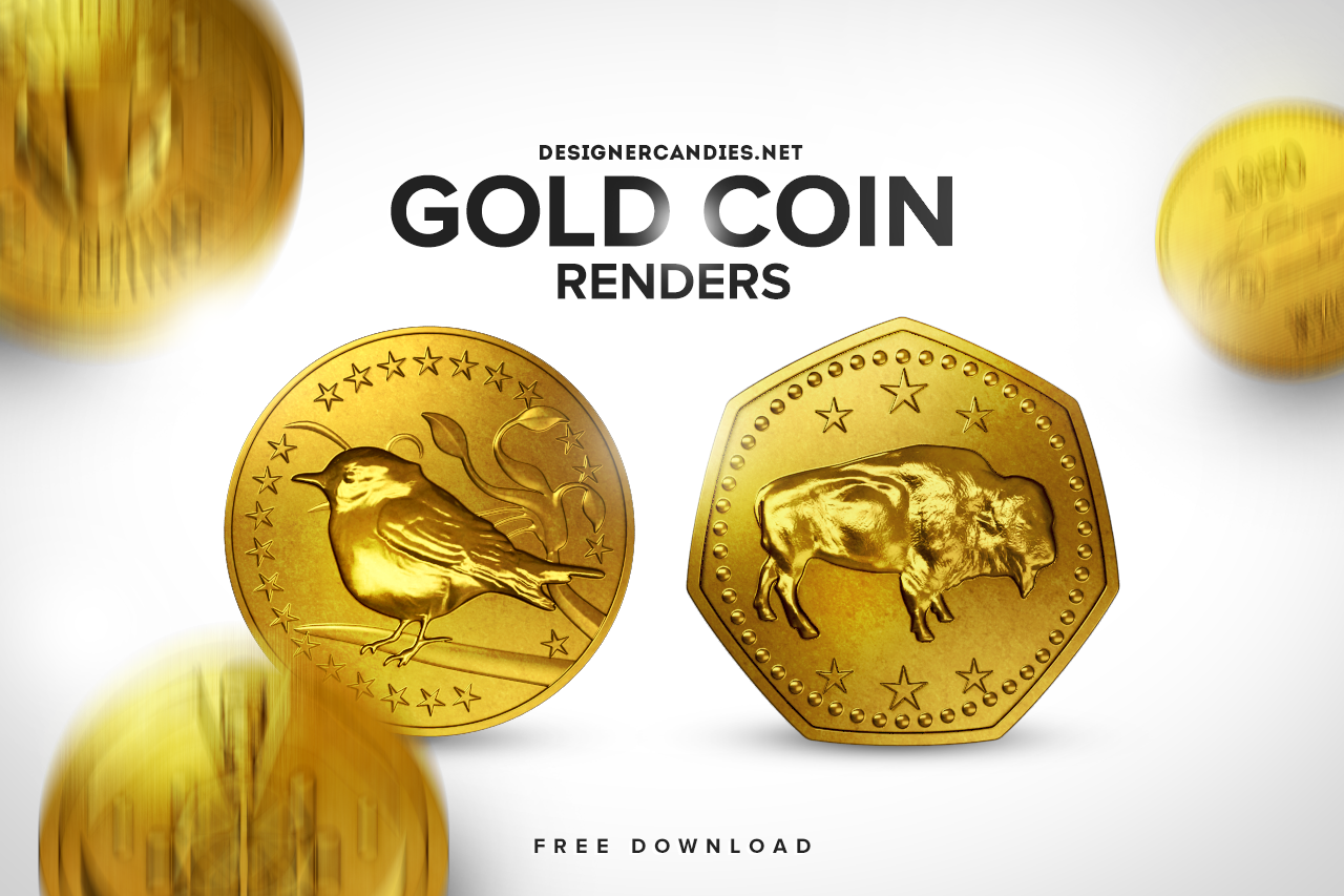 Free Gold Coin Renders Pack DesignerCandies