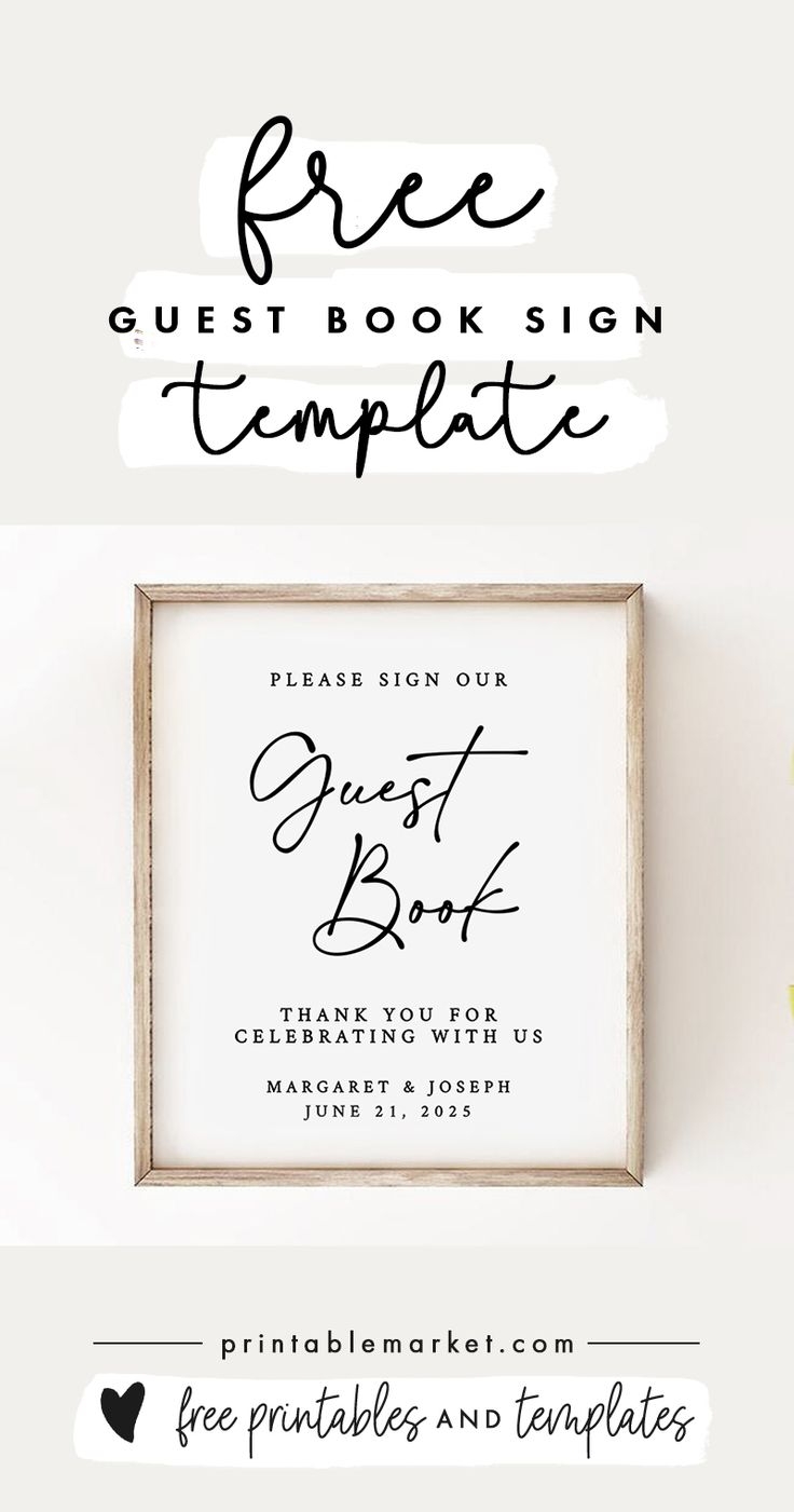 Free Guest Book Printable Template