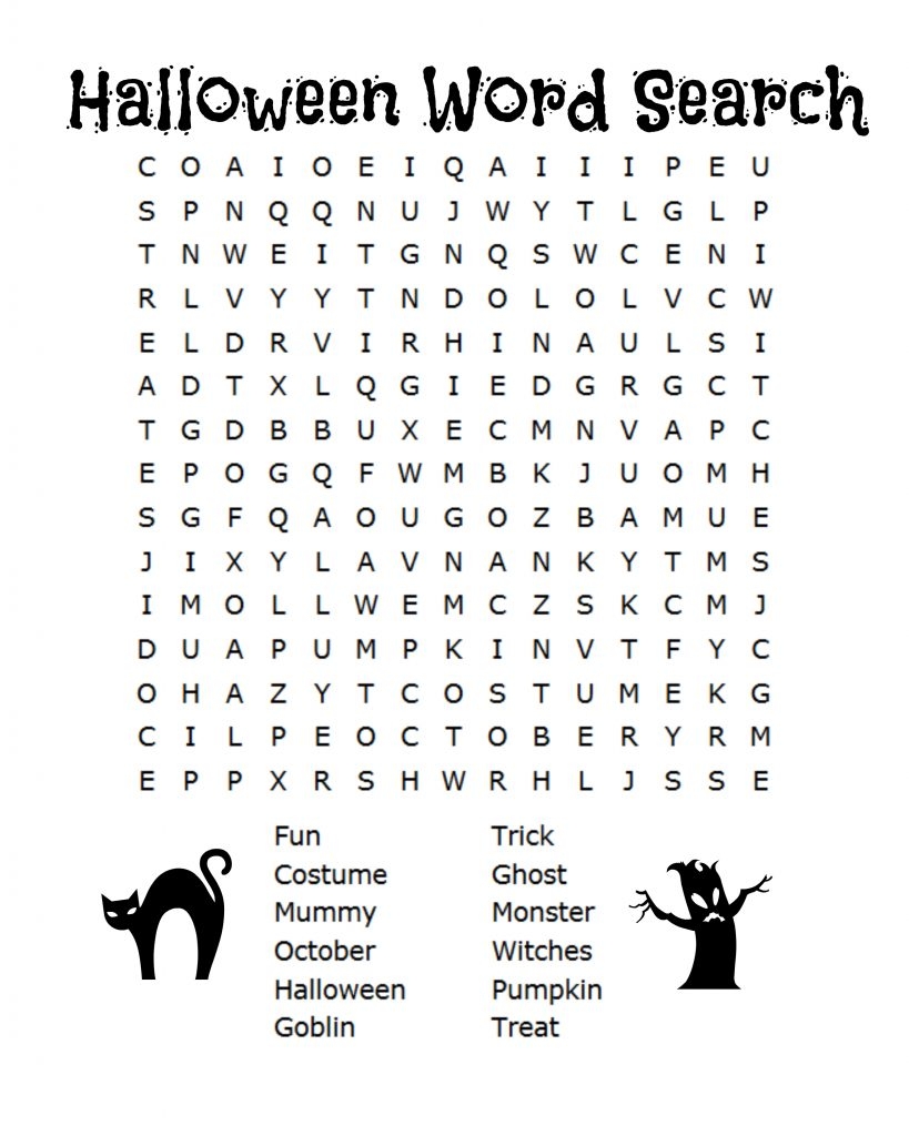 halloween word search puzzles printable