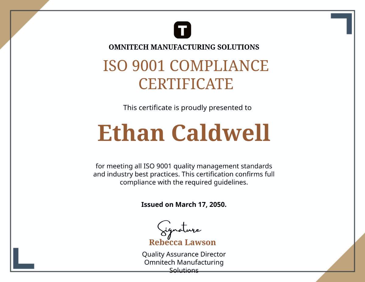Iso 9001 Certification Template