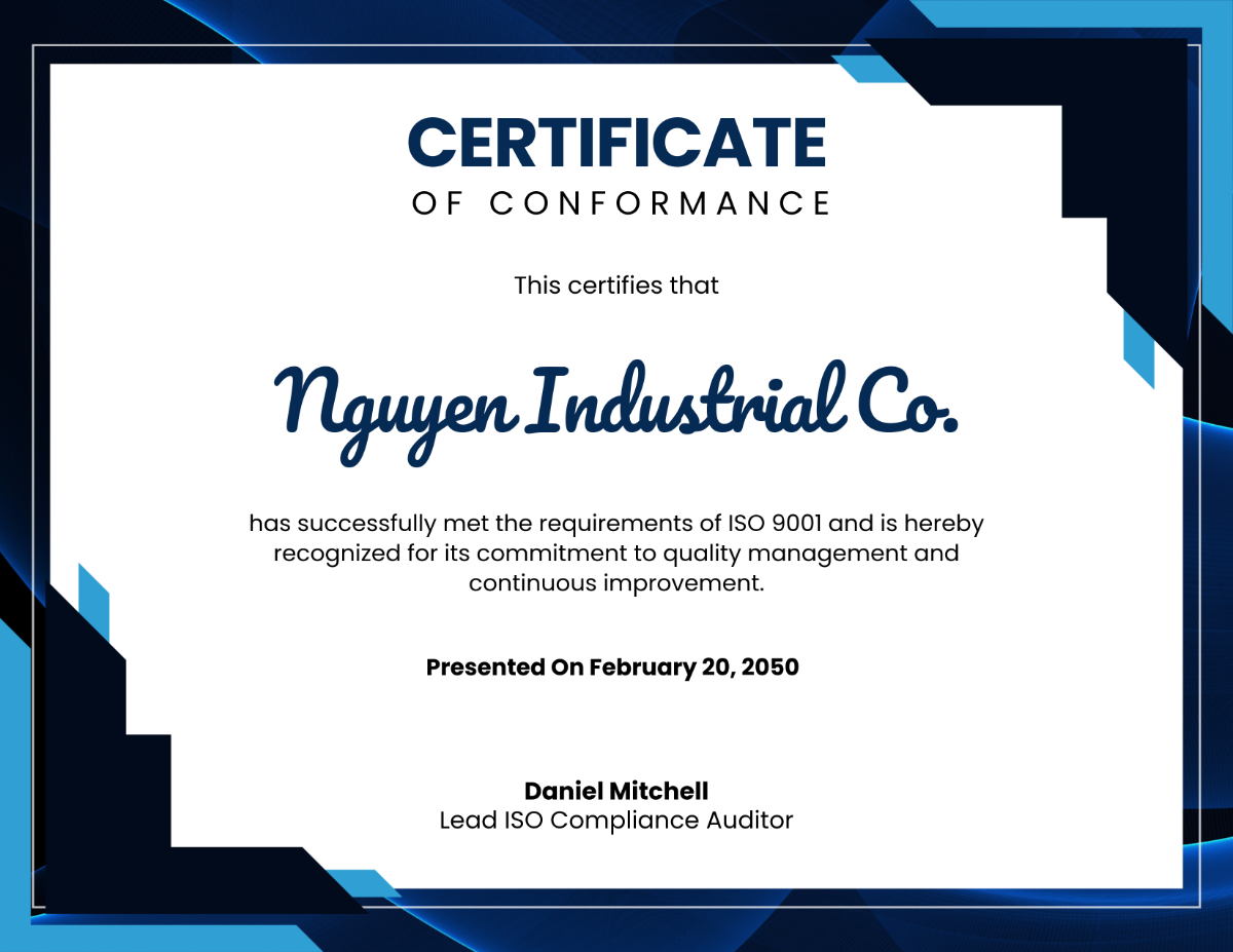 Free ISO 9001 Conformance Certificate Template To Edit Online Free ISO 9001 Conformance Certificate Template To Edit Online