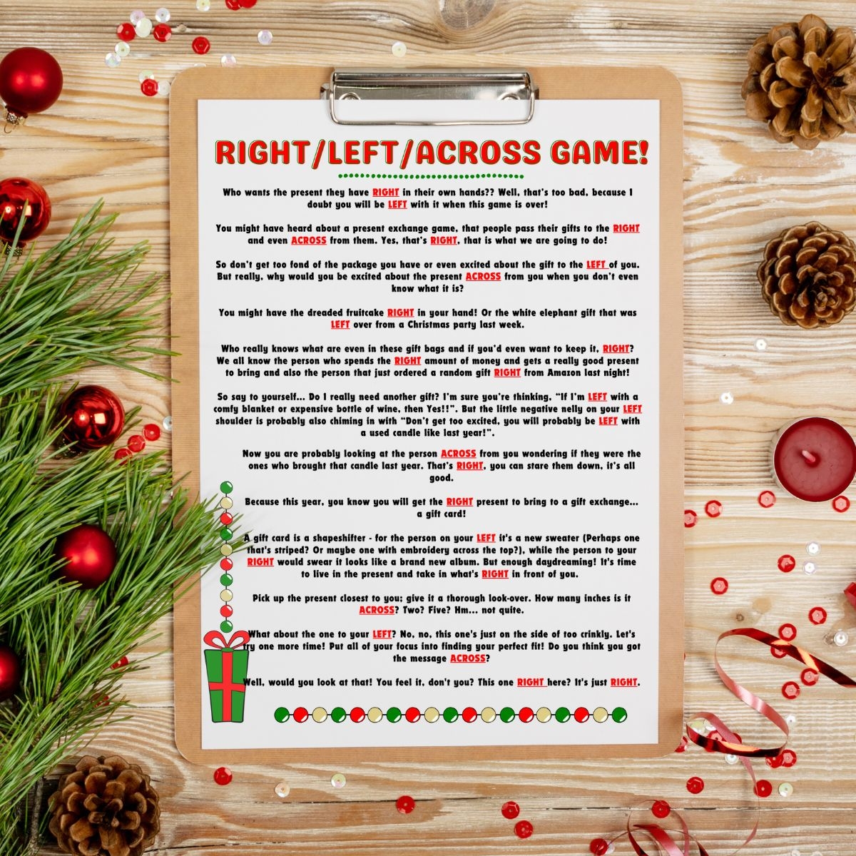 Printable Funny Left Right Game Stories