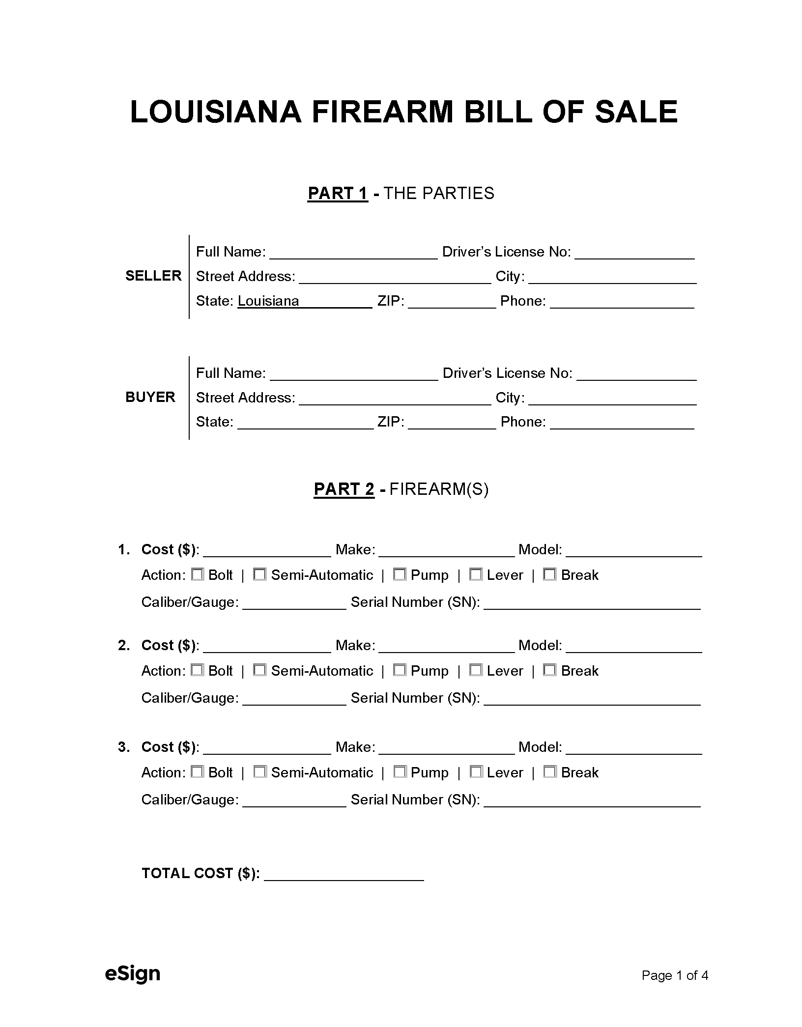 printable bill of sale louisiana printable bill of sale louisiana