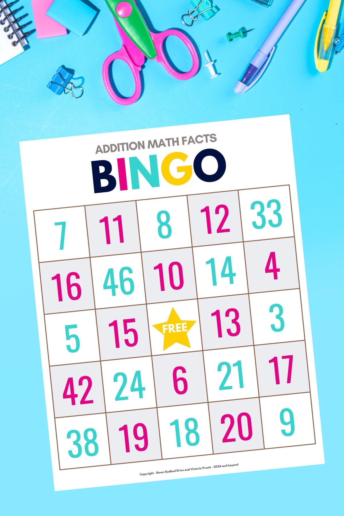 FREE Math Bingo Game Addition Facts 