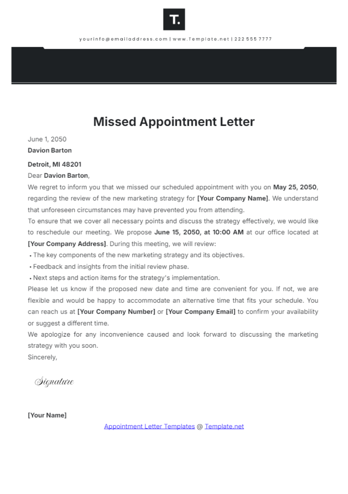 Free Missed Appointment Letter Template To Edit Online