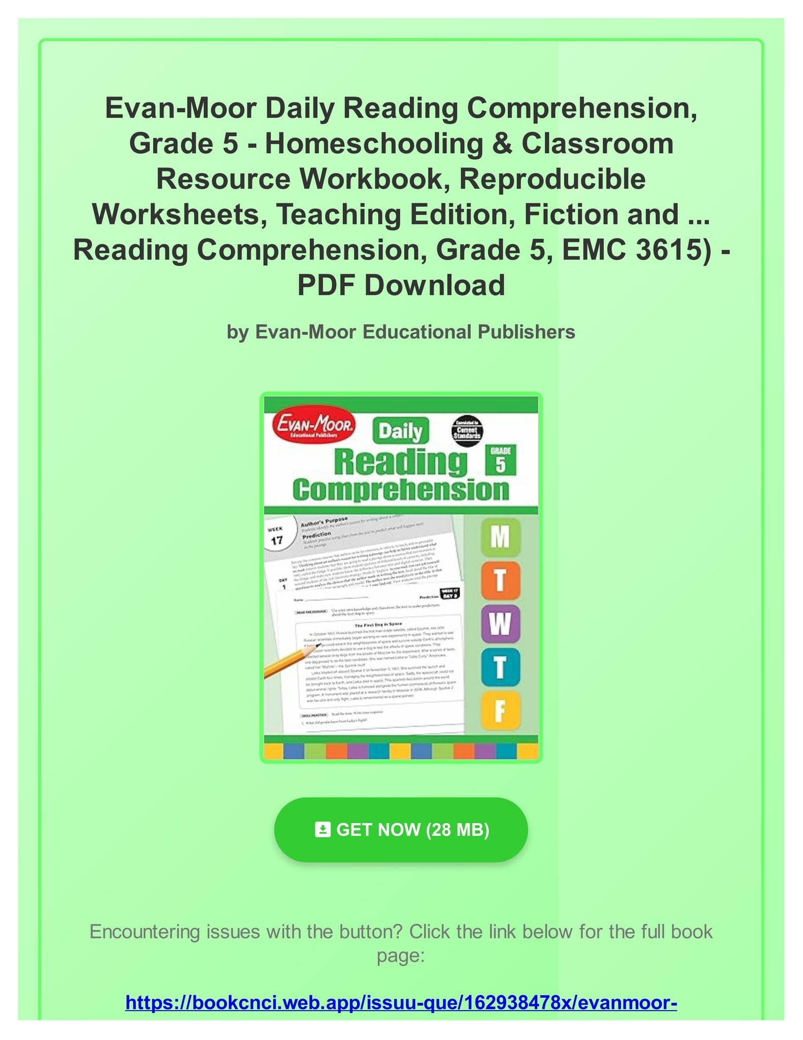 Free PDF Evan Moor Daily Reading Comprehension Grade 5 Homeschooling amp Classroom Resource Workb By Grahamvmt Issuu