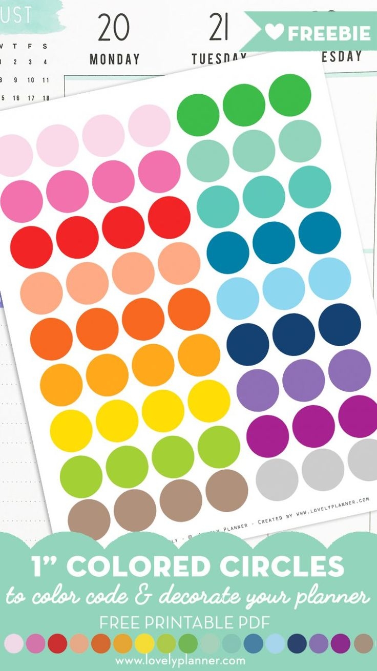Free Printable 1 Circle Planner Stickers Rainbow Colors