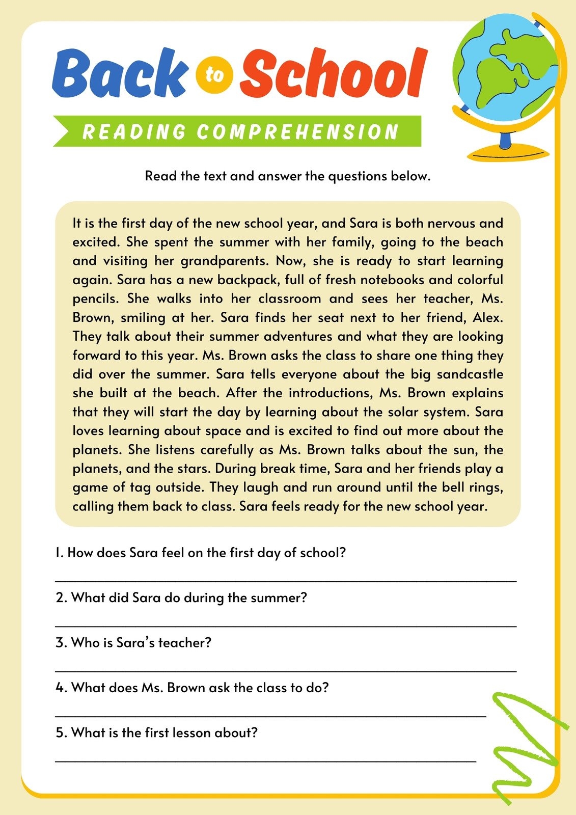 printable reading worksheets for 3rd grade