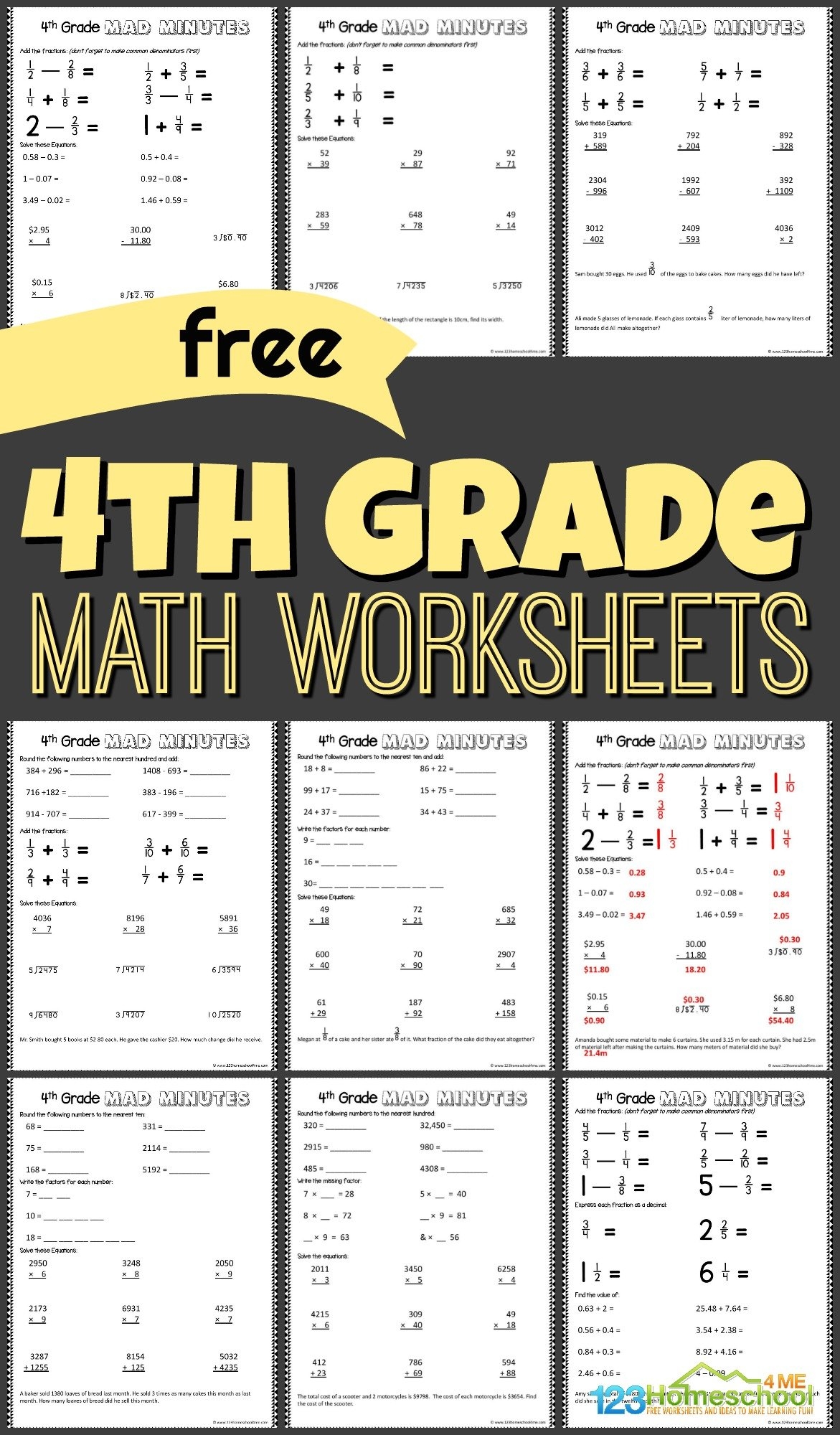 Free Worksheets For 4th Graders