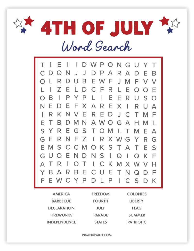 july 4th word searches july 4th word searches