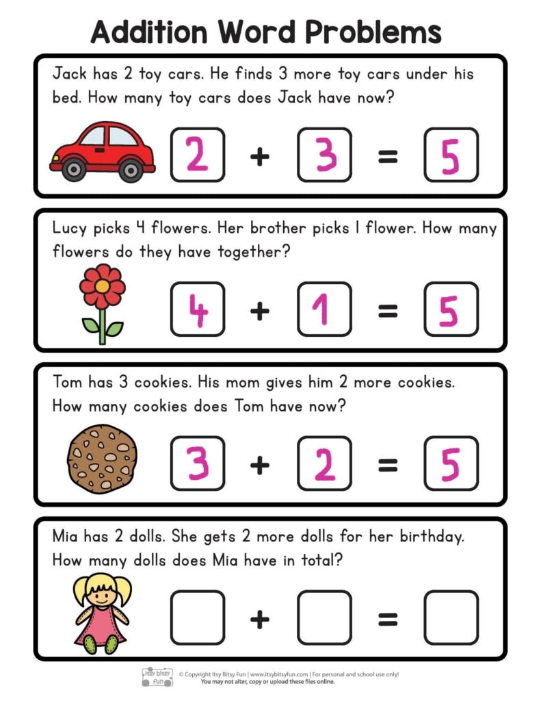 Kindergarten Math Word Problems