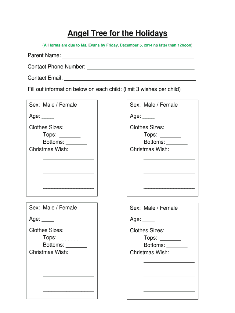 Printable Angel Tree Form
