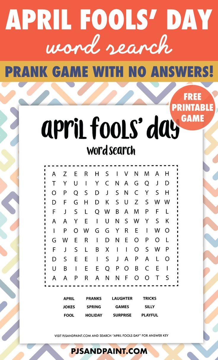 Free Printable April Fools Day Word Search Prank