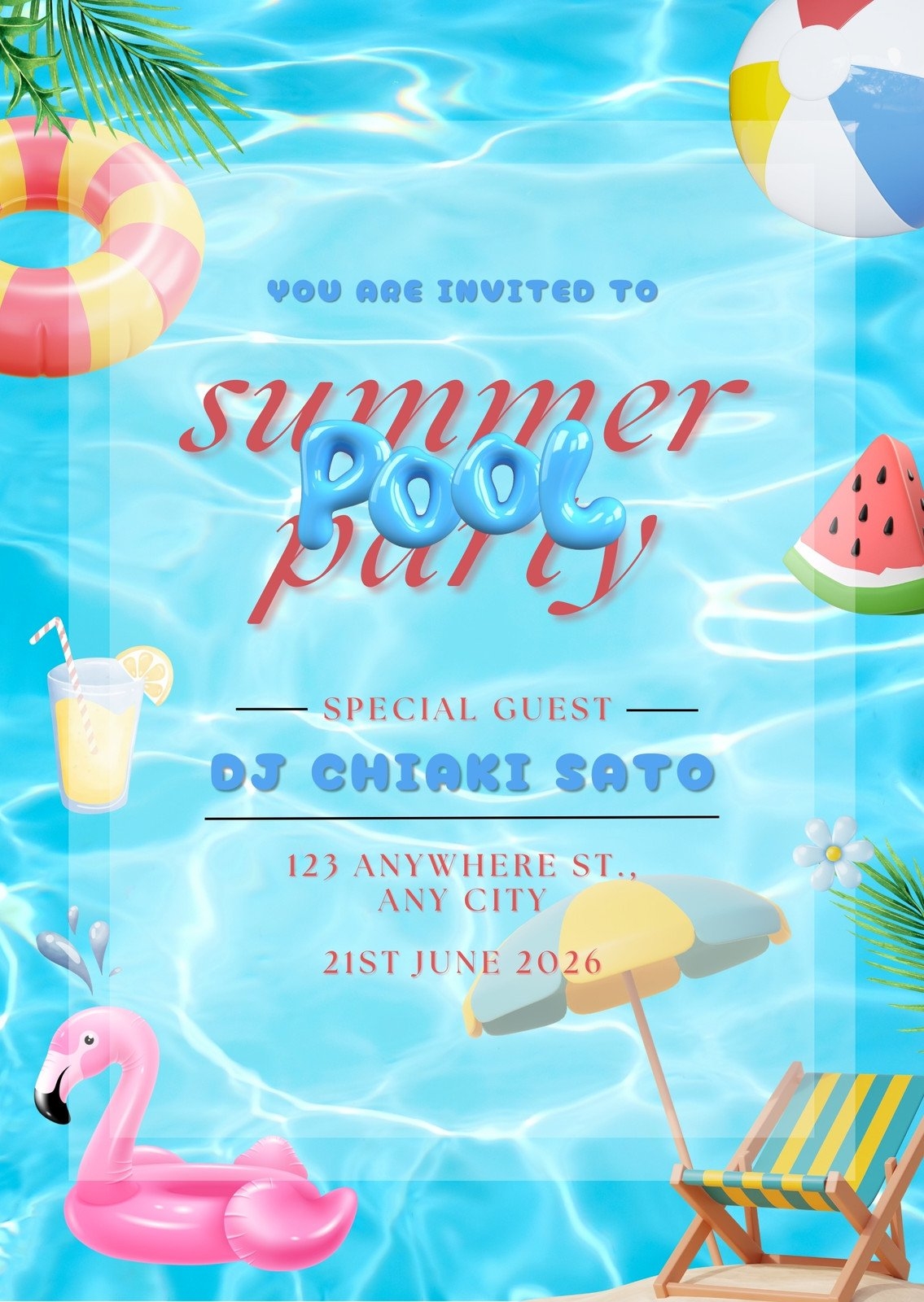 free printable blank pool party invitations