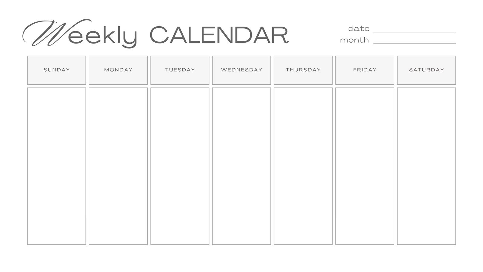 One Week Calendar Template Word
