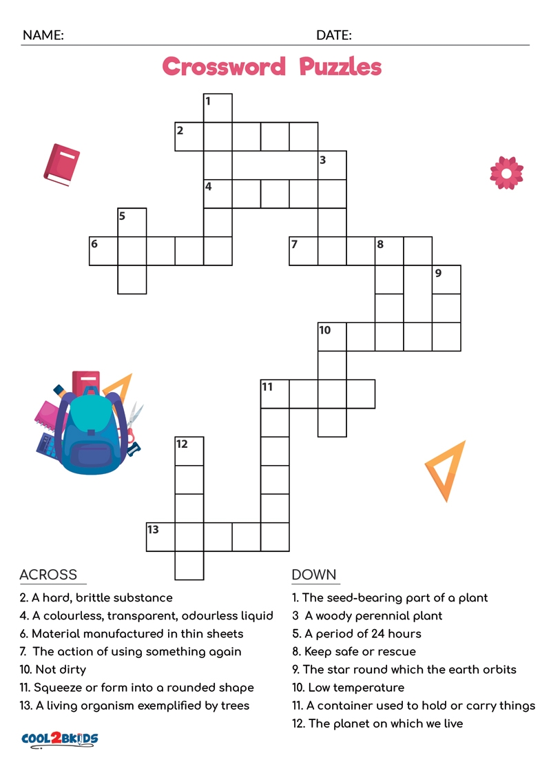 simple crossword puzzles printable