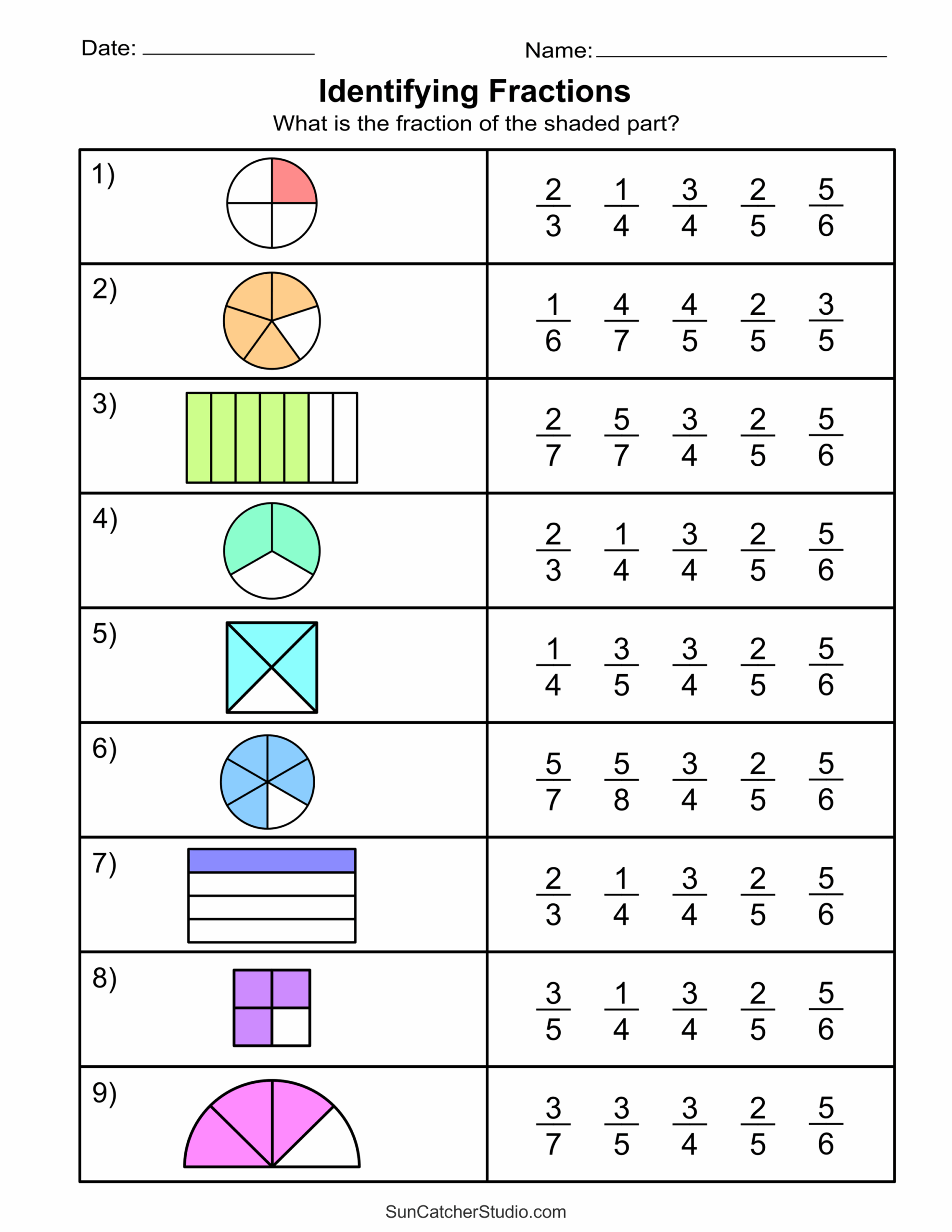 Free Printable Fractions Worksheets Comparing Identifying Free Printables Monograms Design Tools Patterns DIY Projects