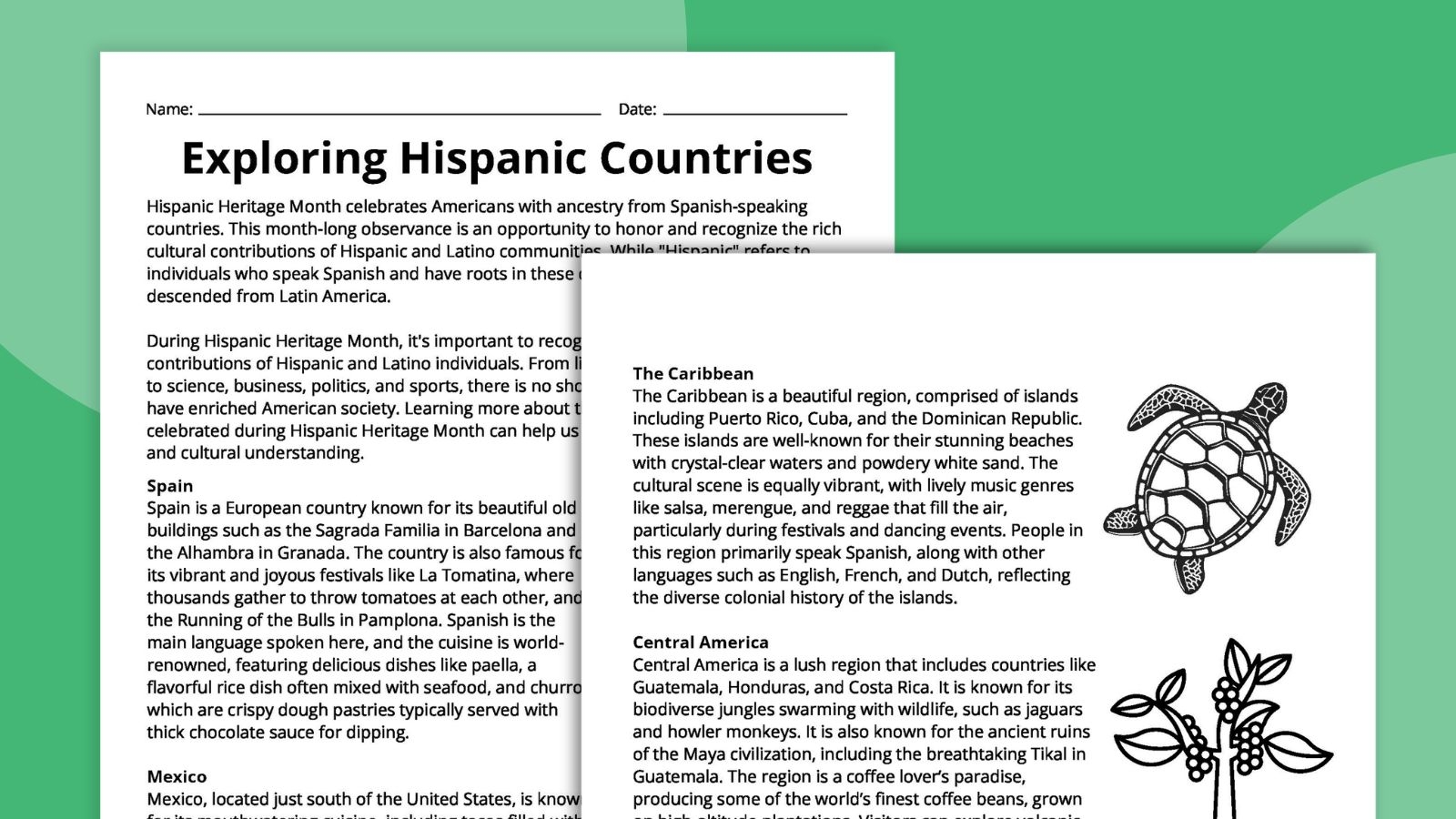 Free Printable Hispanic Heritage Month Worksheets