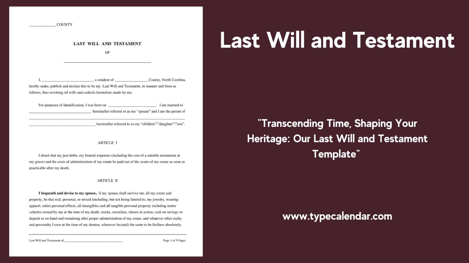 printable last will and testament template