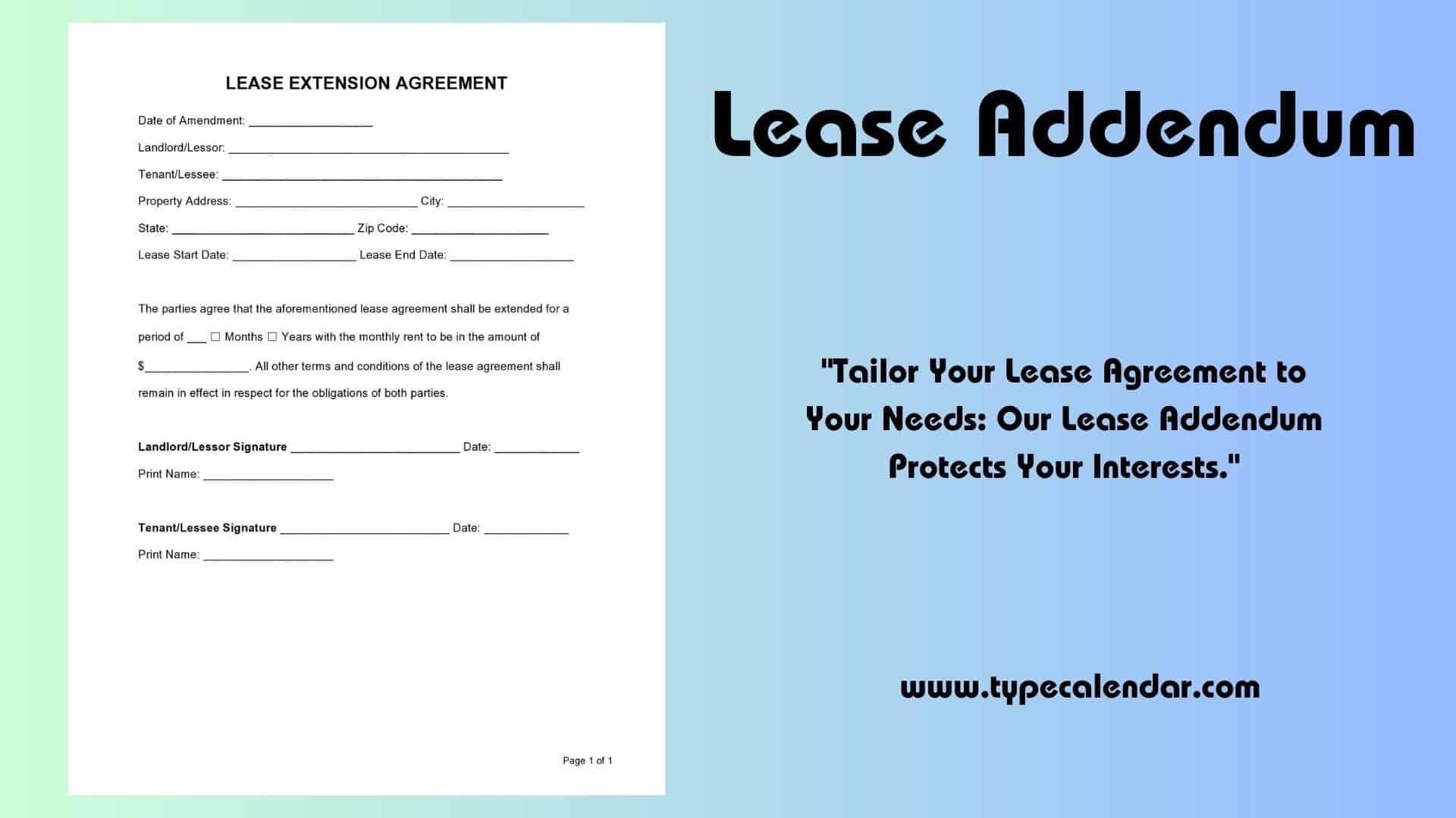 Free Printable Lease Addendum Templates PDF Word 