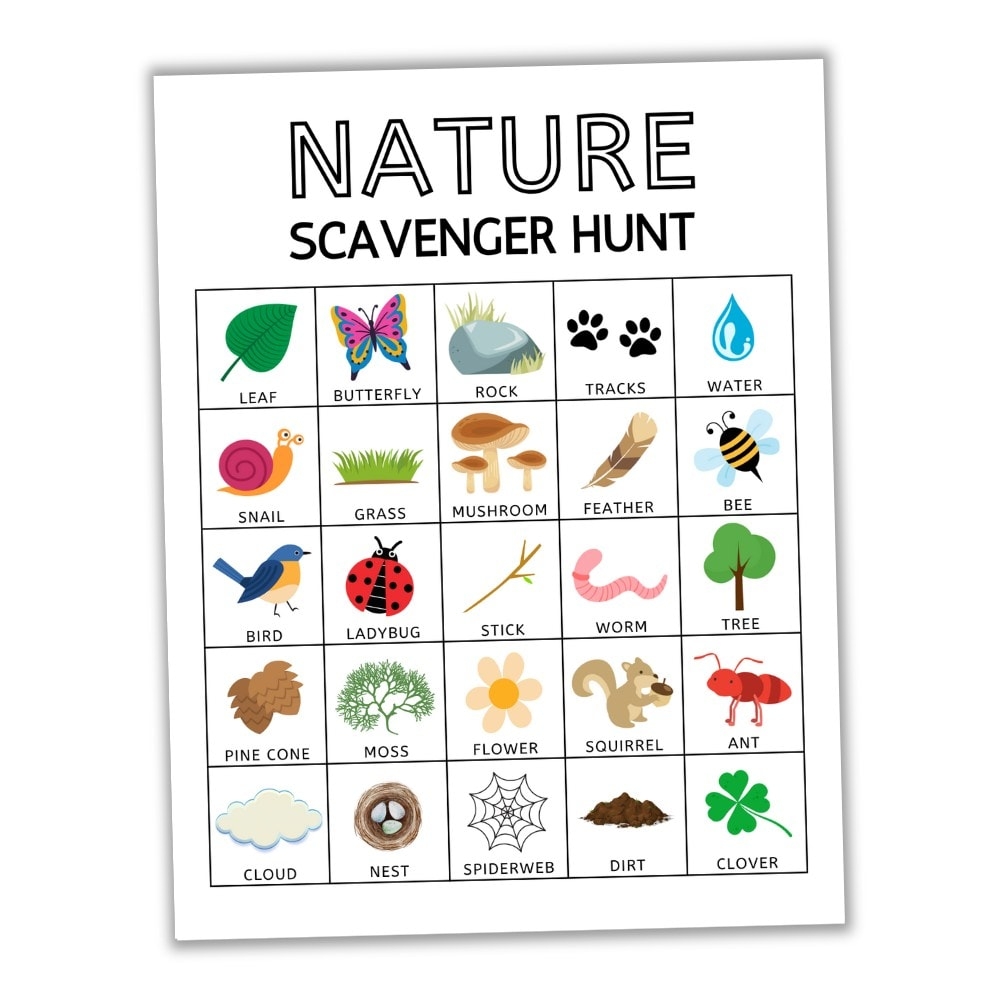 nature walk scavenger hunt free printable