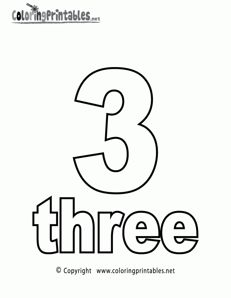 Free Printable Number Three Coloring Page