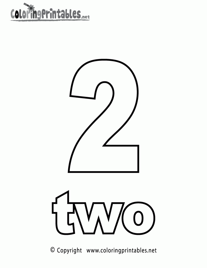 Free Printable Number Two Coloring Page