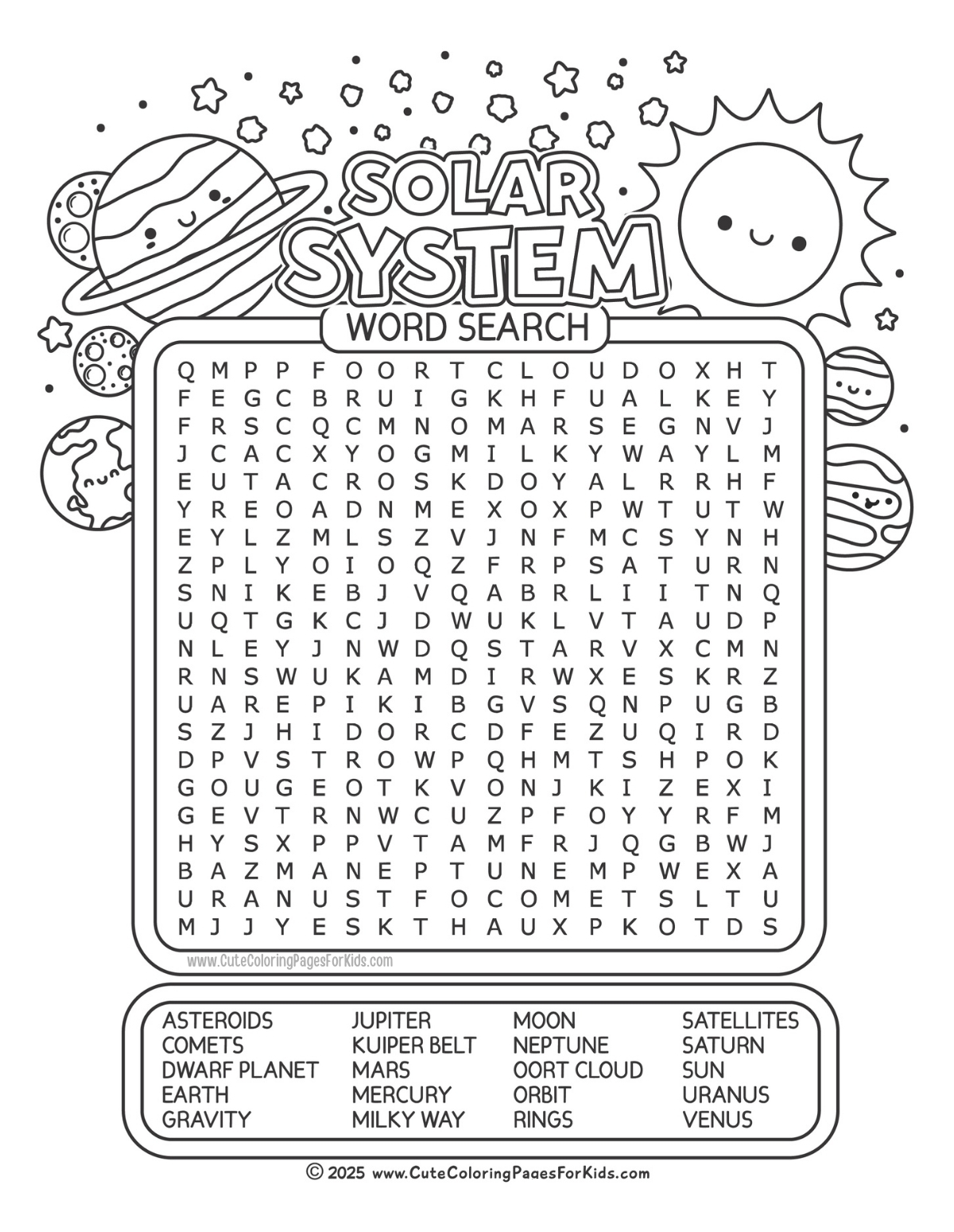 Free Printable Space Word Search For Kids Cute Coloring Pages For Kids Free Printable Space Word Search For Kids Cute Coloring Pages For Kids