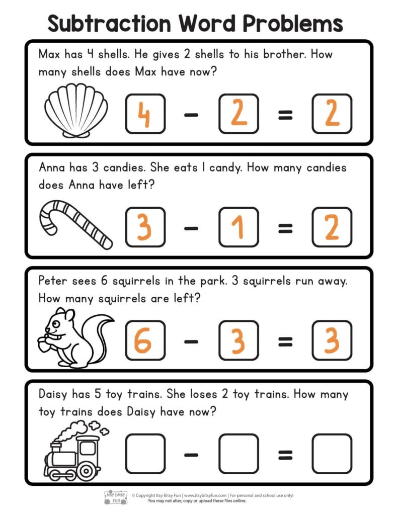 kindergarten math word problems
