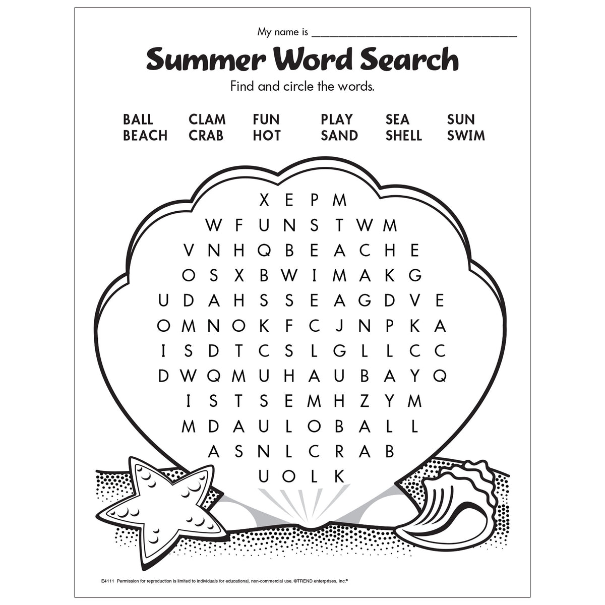 Free Printable Summer Word Search TREND Enterprises Inc Worksheets Library