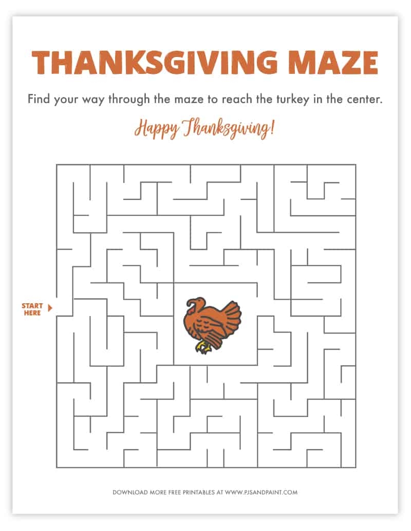Free Printable Thanksgiving Maze Thanksgiving Games And Activities