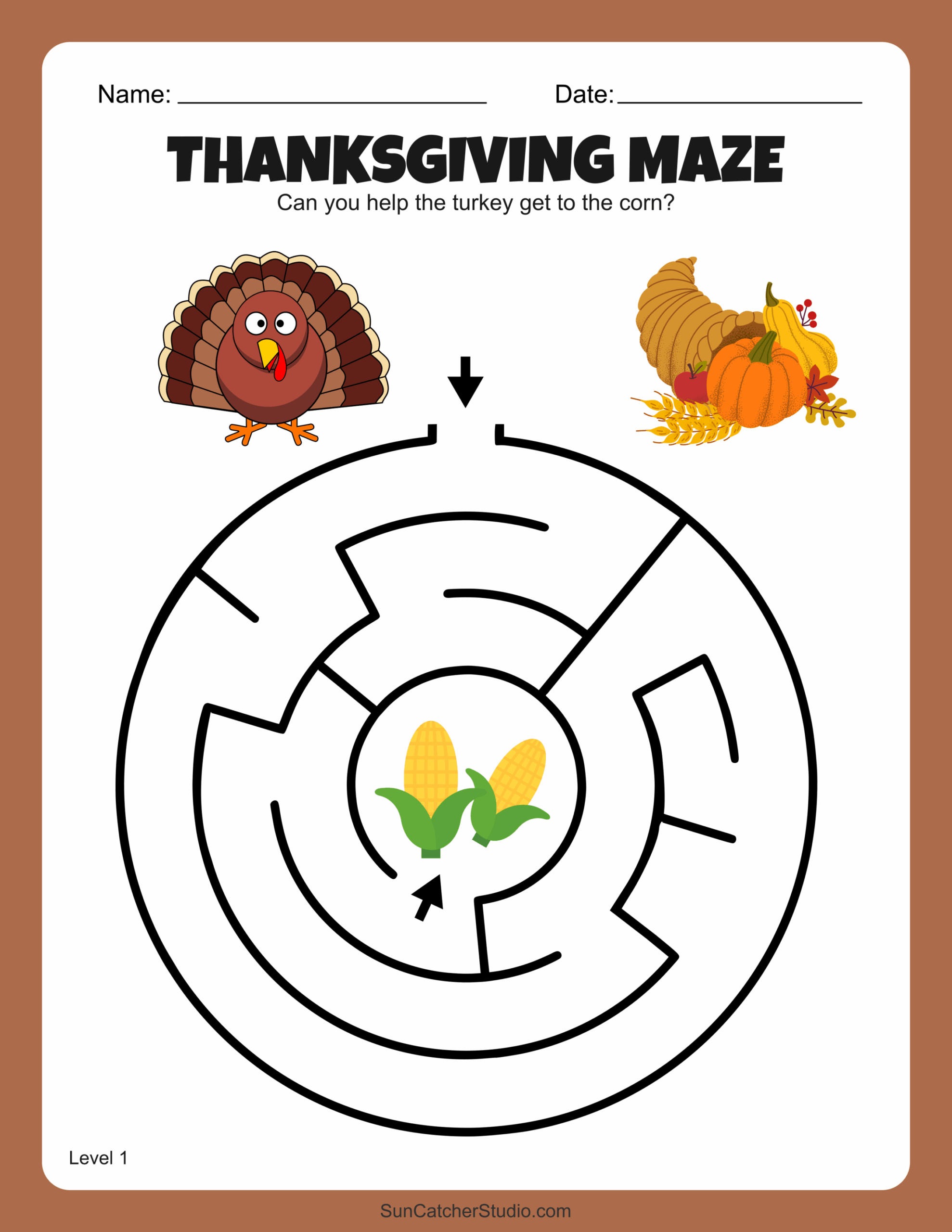 turkey maze for kids