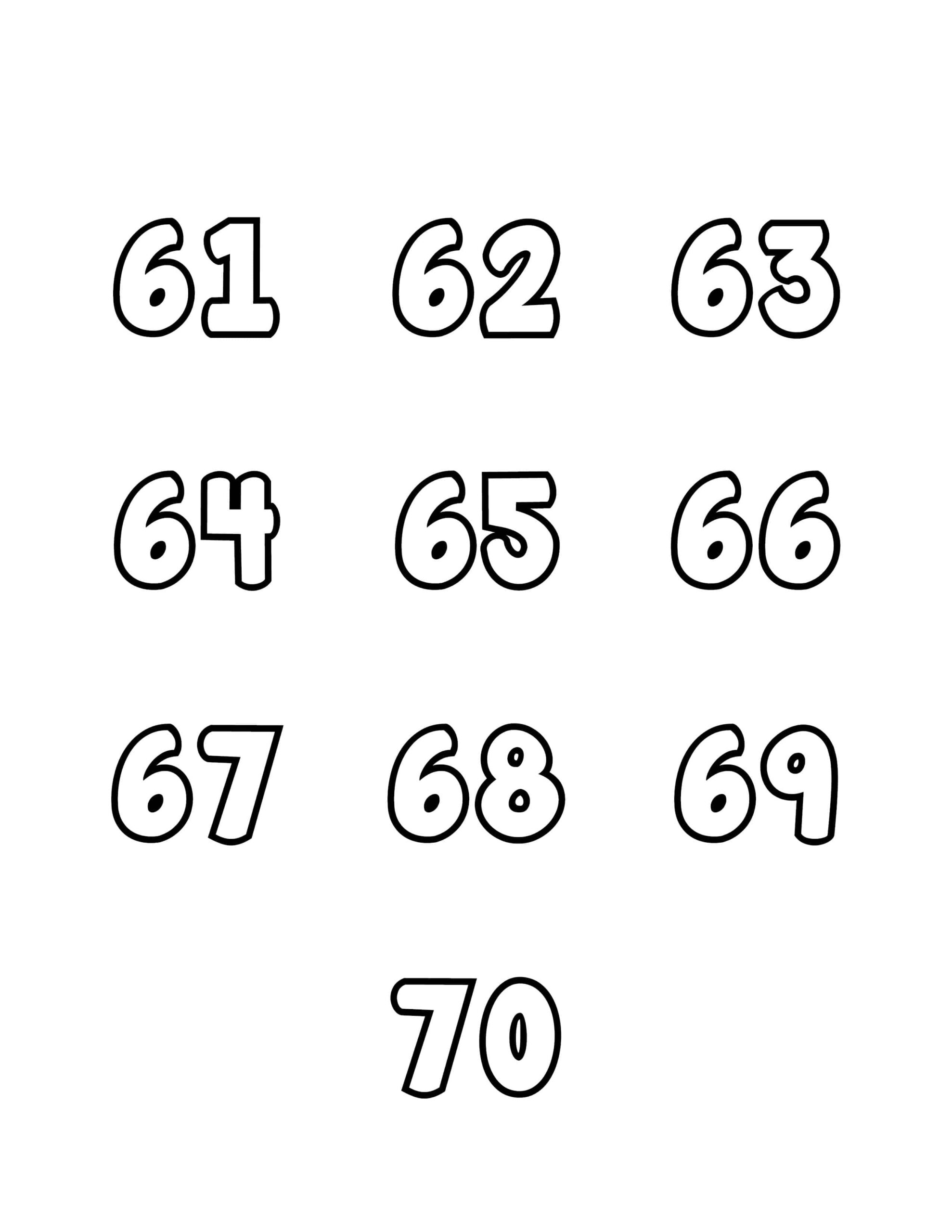 Free Printable Tracing Numbers Bubble Numbers Set 61 To 70 Free Printable Tracing Numbers Bubble Numbers Set 61 To 70
