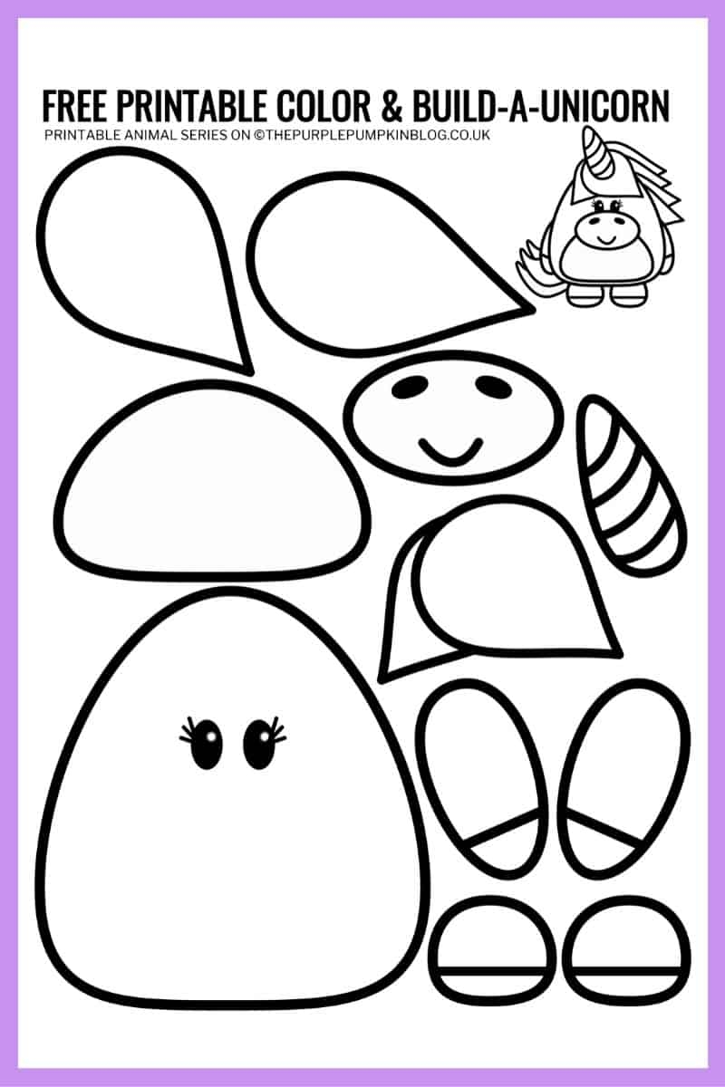 Free Printable Unicorn Template Color Build A Unicorn 