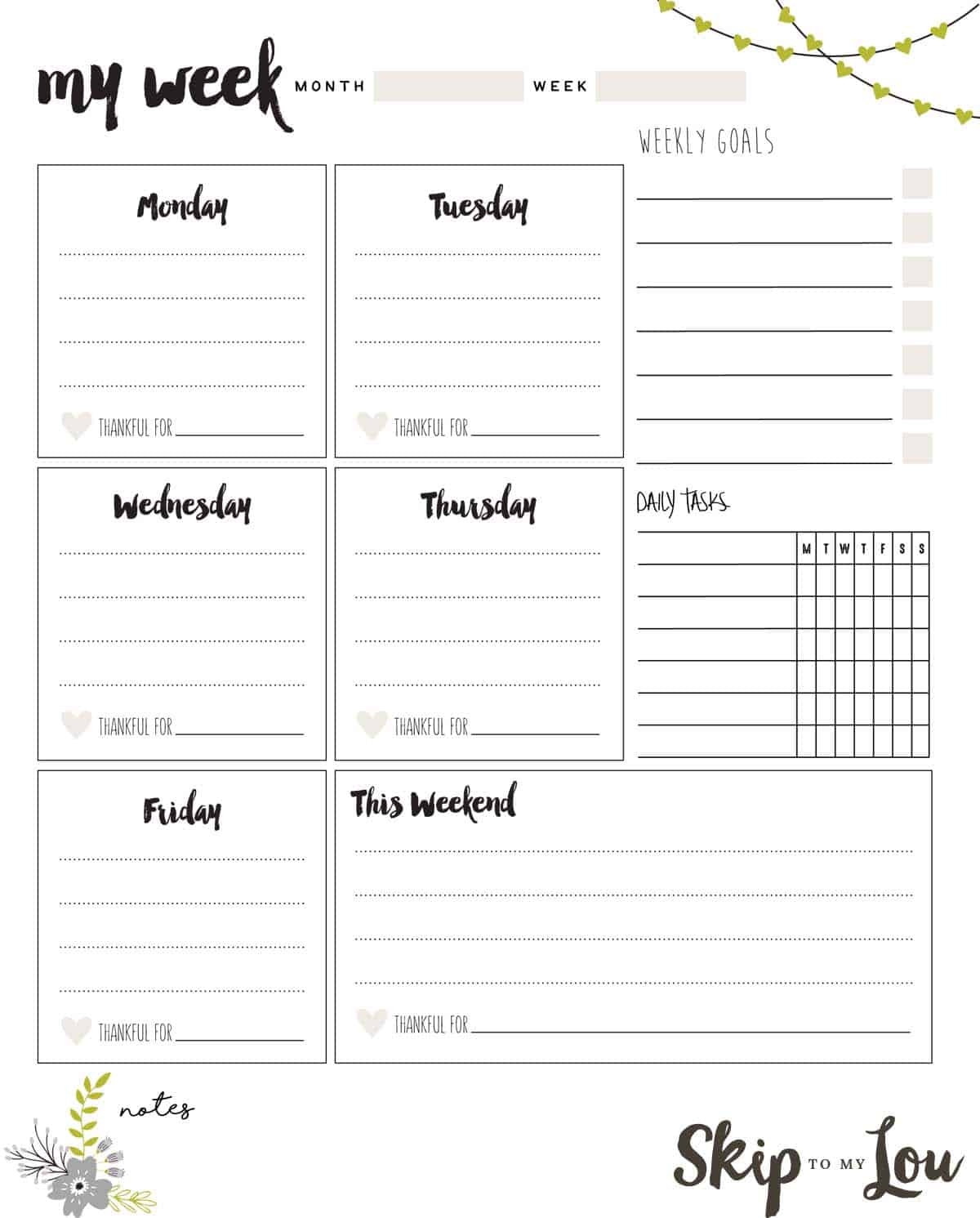 Printables Weekly Planner