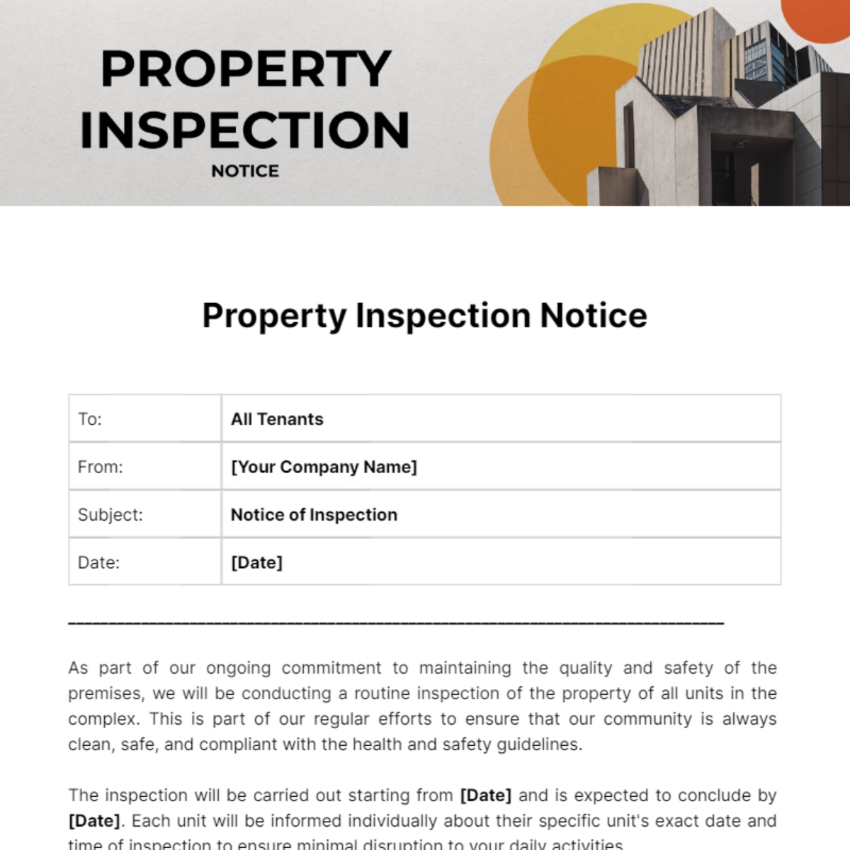 routine inspection property inspection letter to tenant template