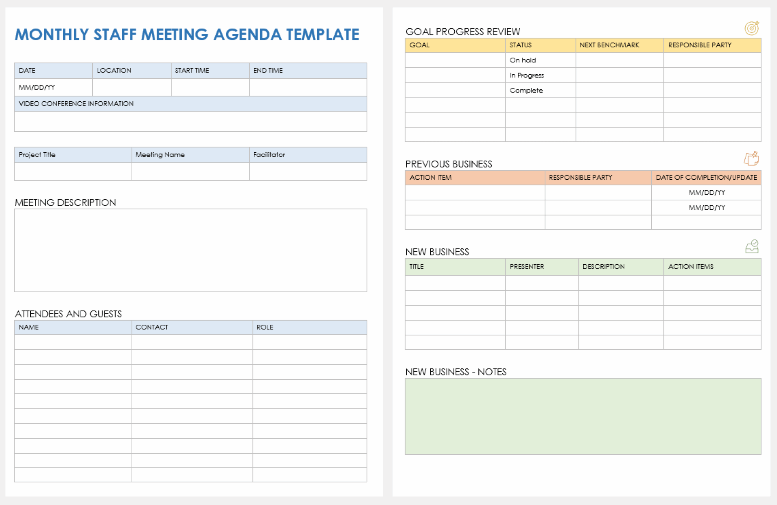 Template For Staff Meeting