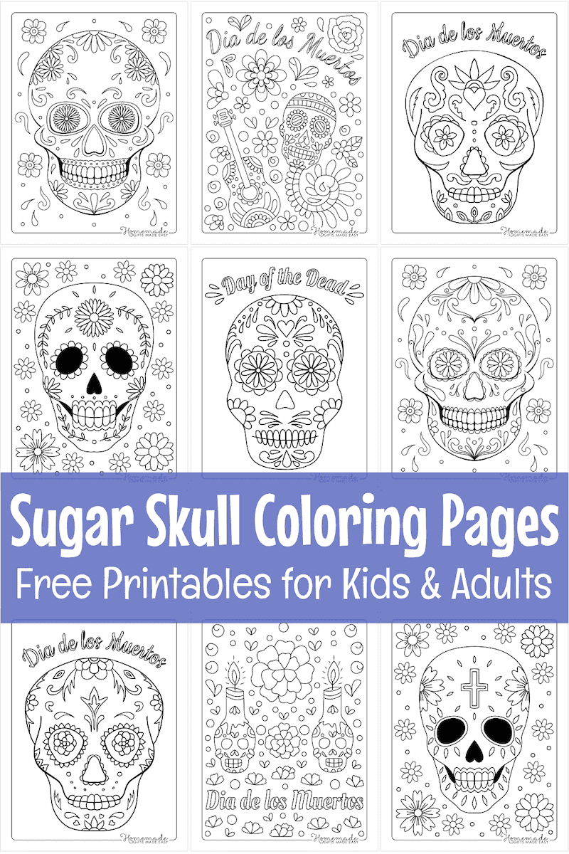 Free Sugar Skull Coloring Pages For Day Of The Dead