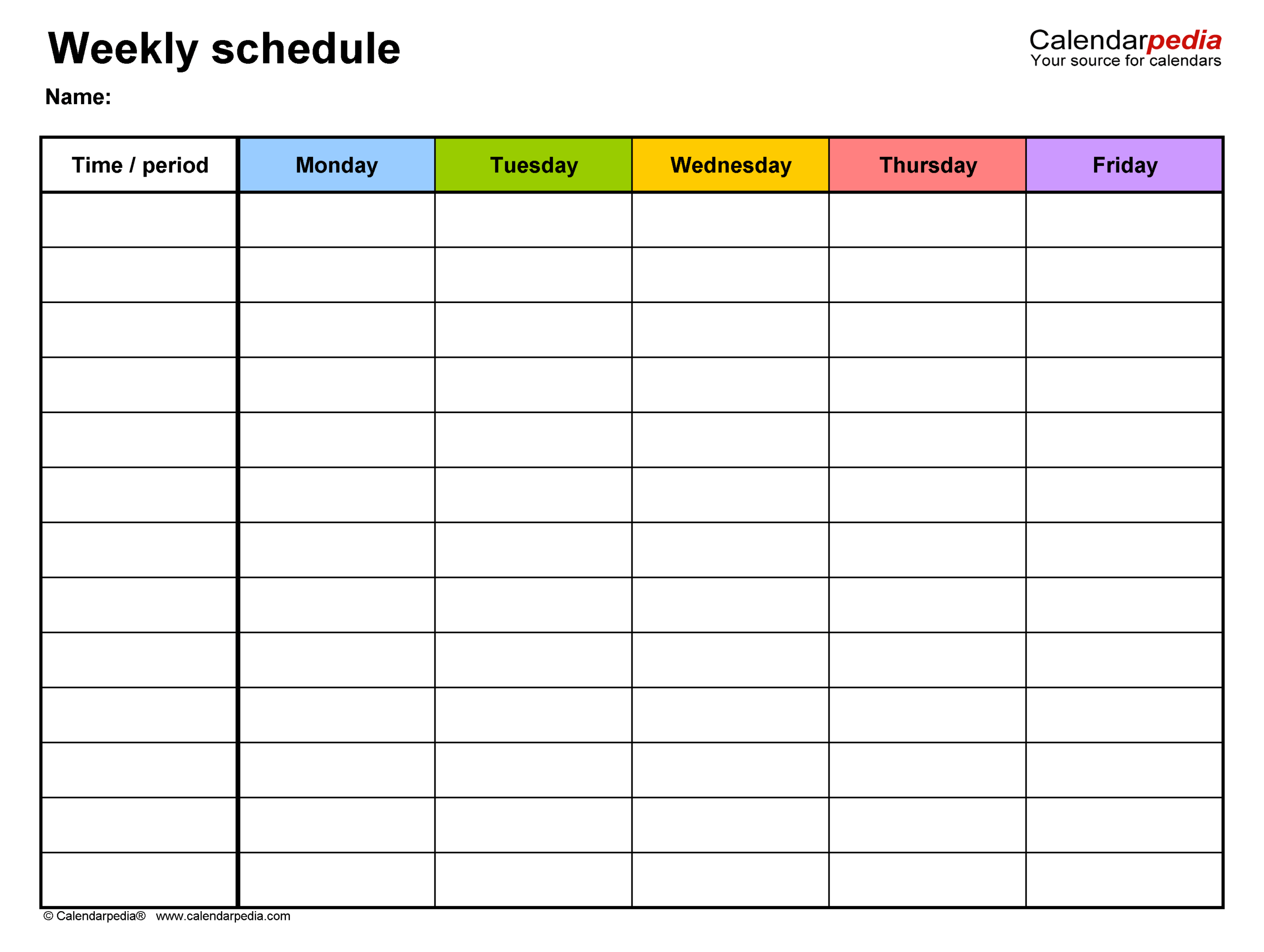 Free Weekly Schedules For Word 24 Templates