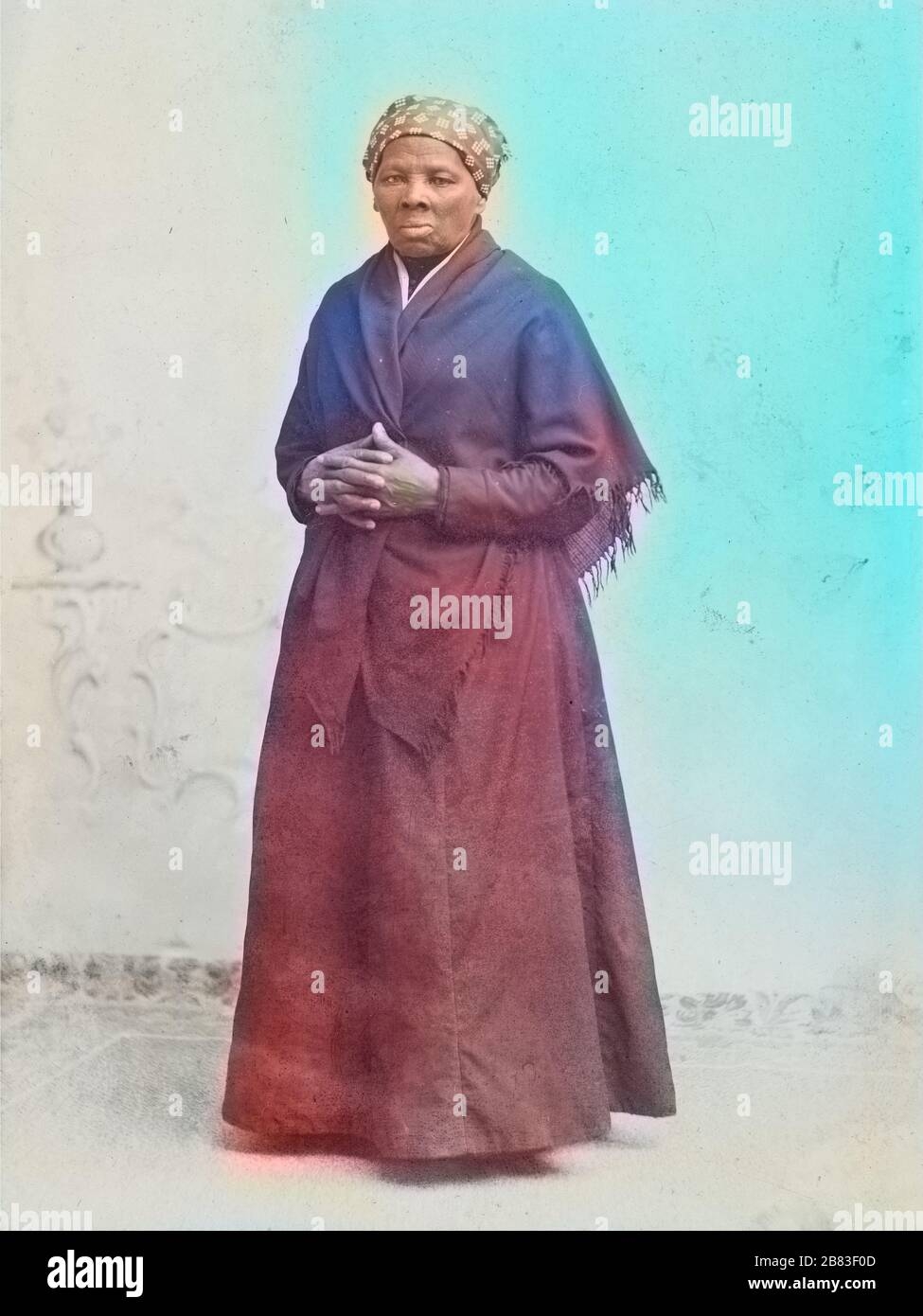 Full Length Portrait Of Activist Harriet Tubman In Shawl With Hands Crossed 1885 Courtesy Library Of Congress Note Image Has Been Digitally Colorized Using A Modern Process Colors May Not Be Period accurate