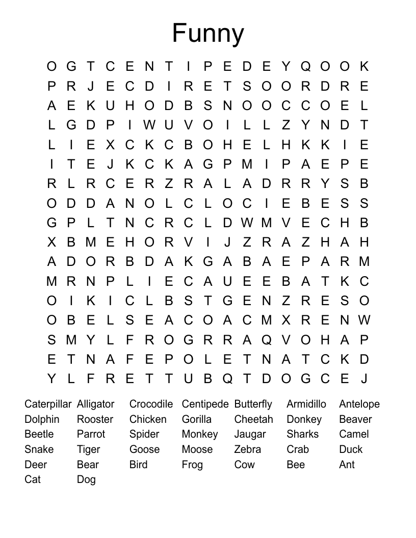 Funny Word Search Puzzles