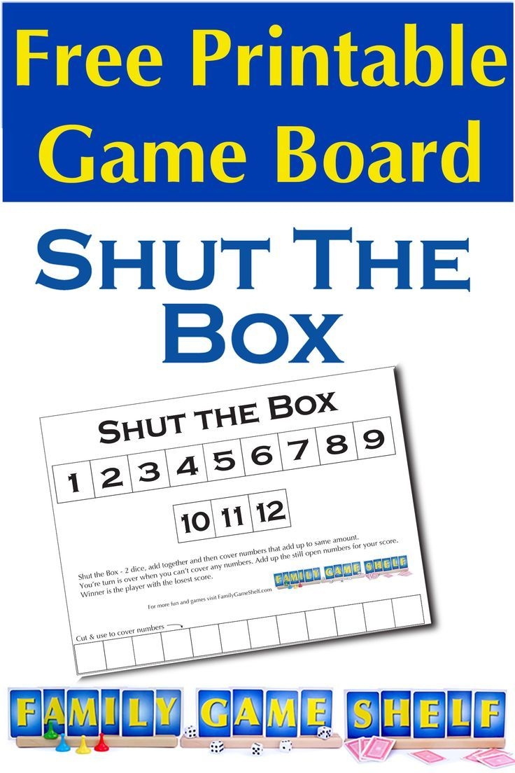 Get Your Free Game Board For Shut The Box Dice Game