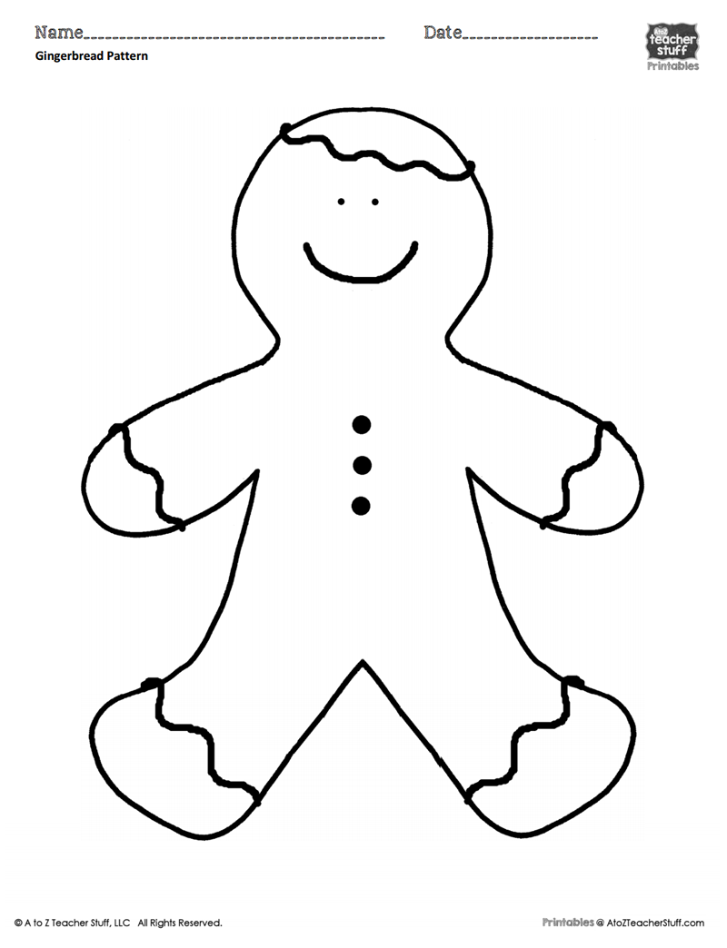 Gingerbread Man Coloring Sheet Or Pattern A To Z Teacher Stuff Printable Pages And Worksheets
