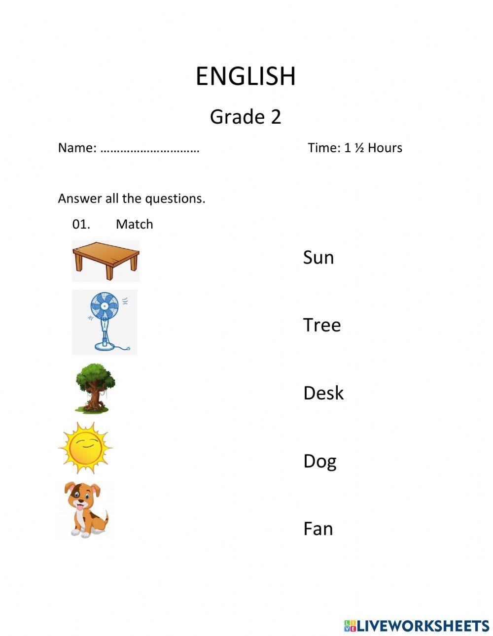 Grade 2 English Worksheet Live Worksheets Worksheets Library